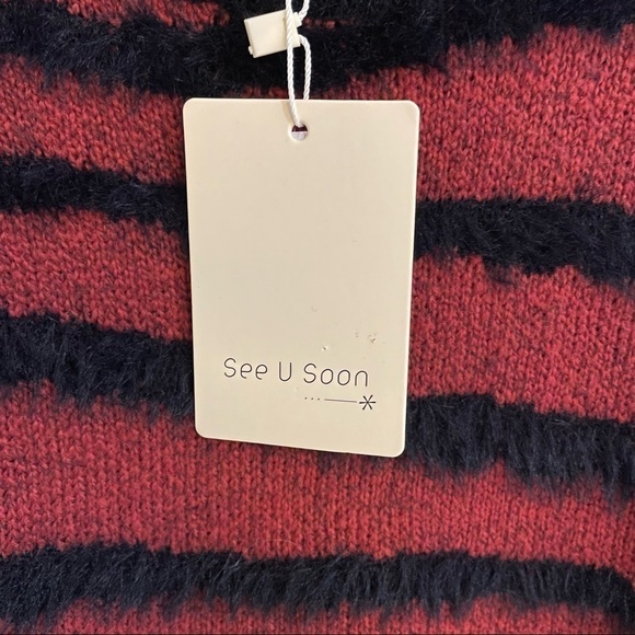 See U Soon Crewneck Tiger Print Eyelash Drop Shoulder Balloon Sleeve … - Picture 8 of 10